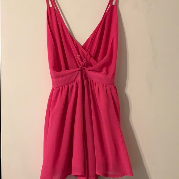 Hot Pink Low Back Romper - Picture 4 of 4